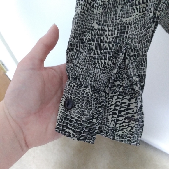 Vintage Kara Snake Print 100% Silk Button Front Shirt Size Large - Picture 5 of 9